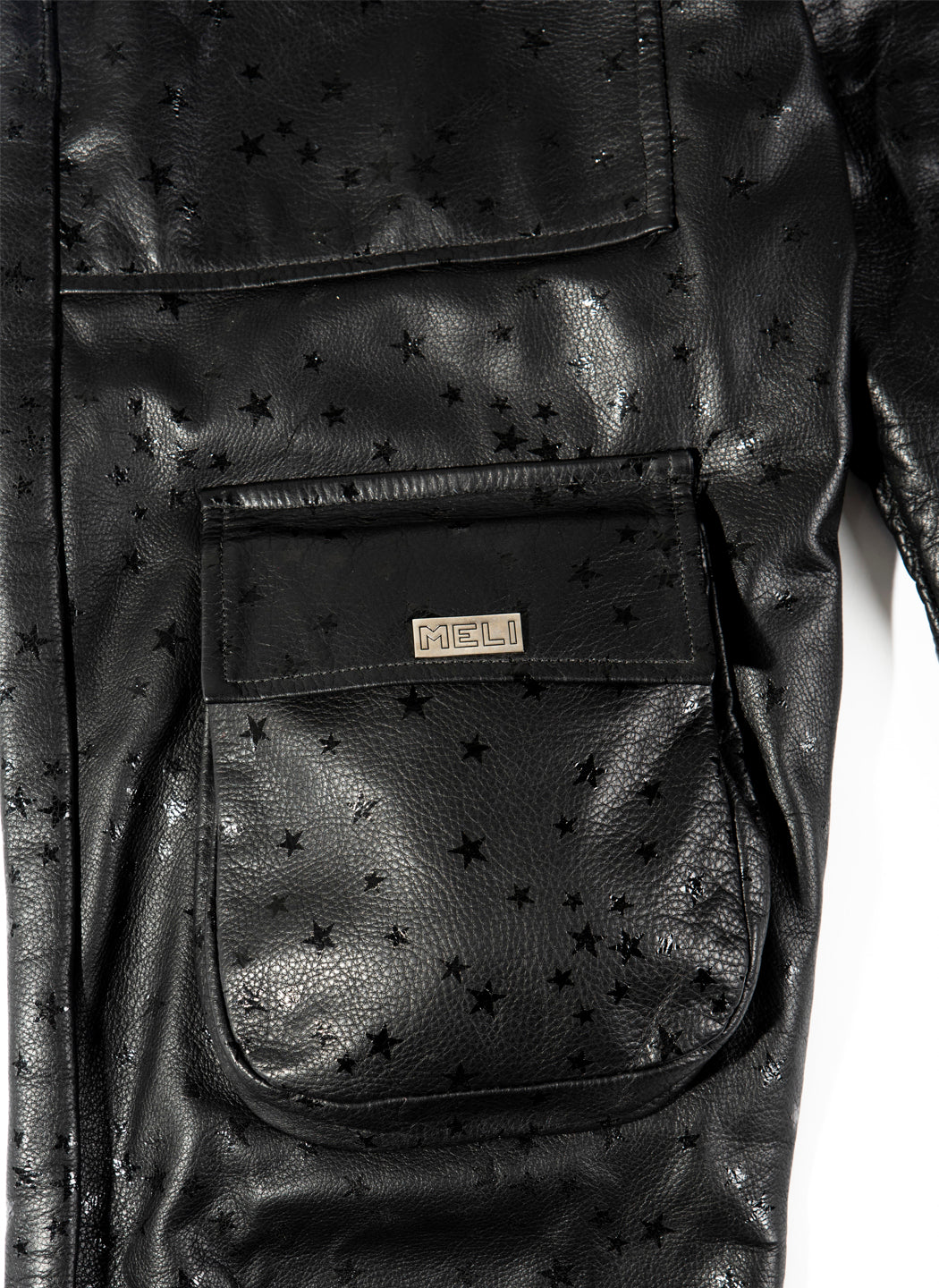 MELI STARGAZE LEATHER LONG SLEEVE BUTTON-UP