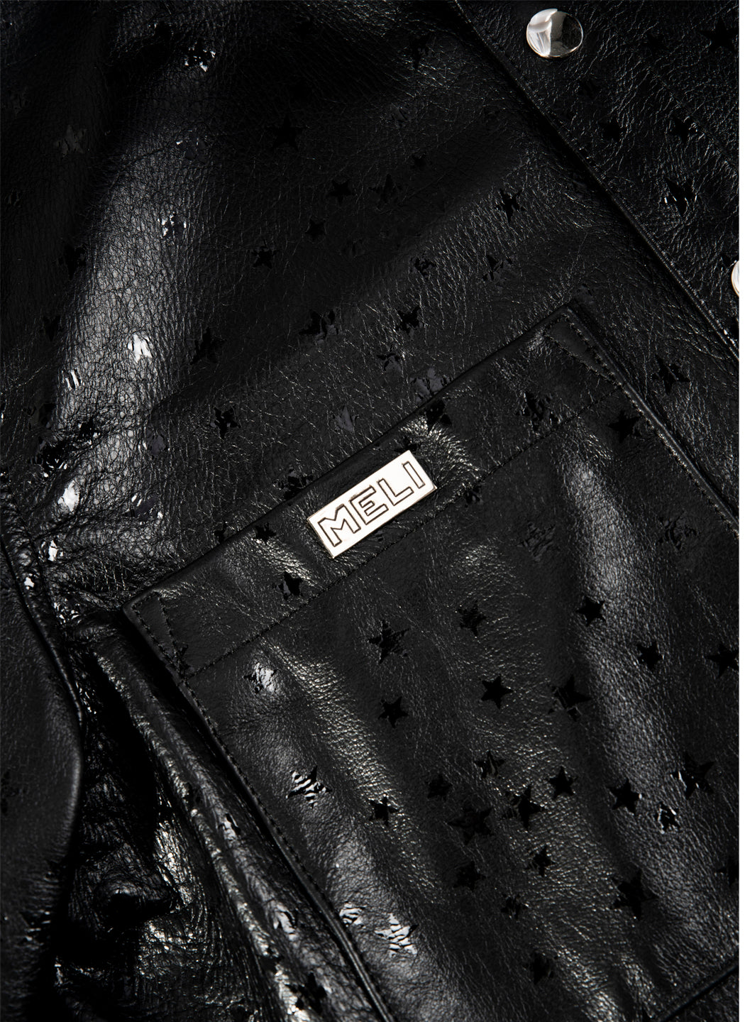MELI STARGAZE LEATHER LONG SLEEVE BUTTON-UP