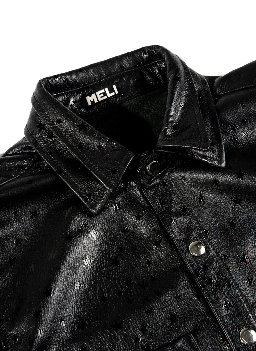 MELI STARGAZE LEATHER LONG SLEEVE BUTTON-UP