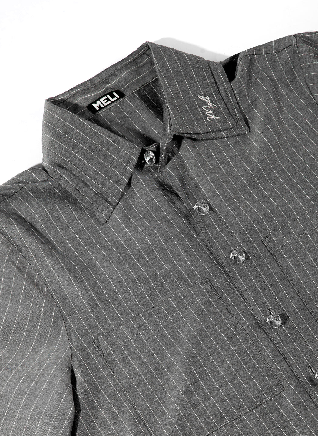 PINSTRIPE BUTTON-UP