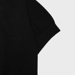 MELI V-NECK KNIT POLO — BLACK