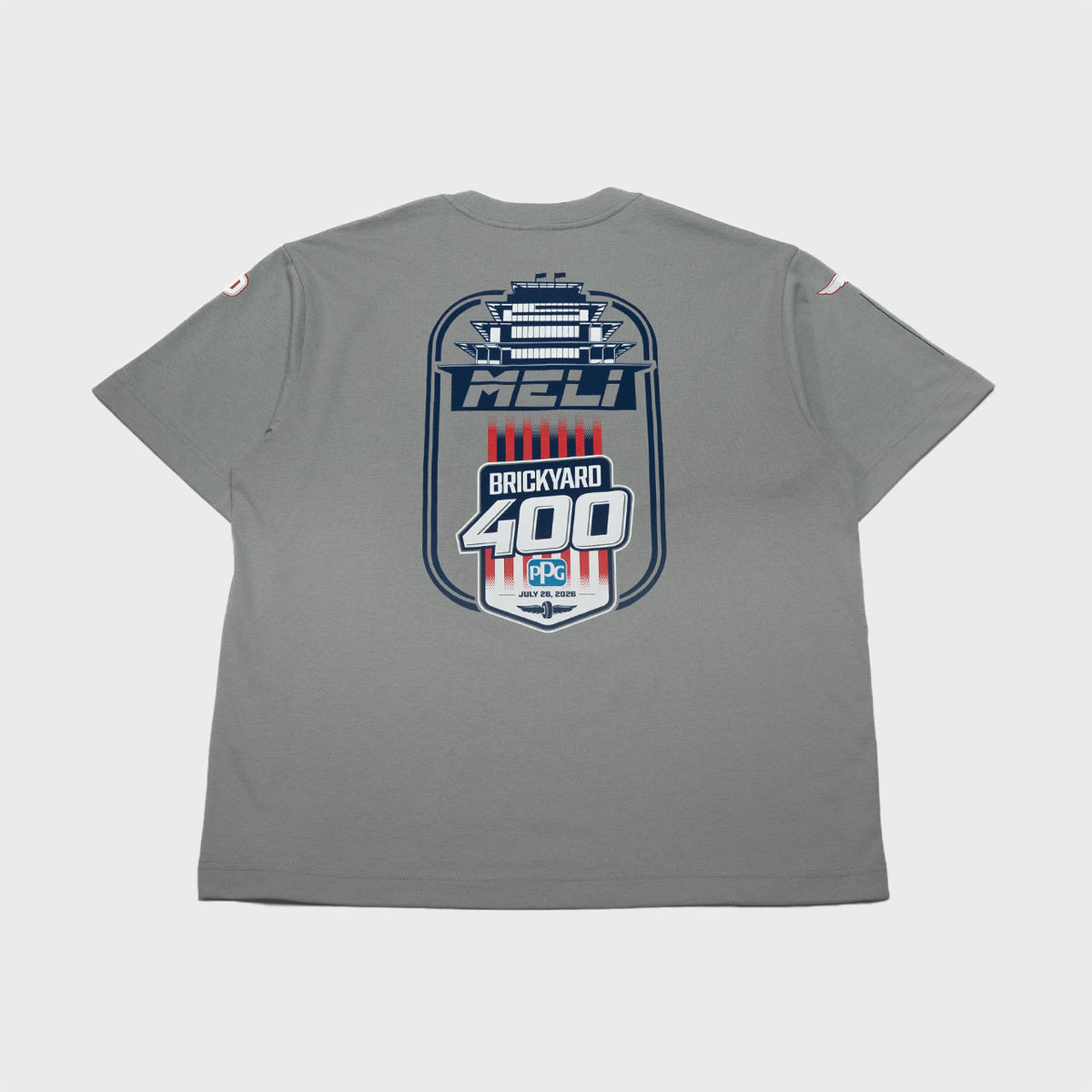 MELI x Brickyard Tee in light gray, back