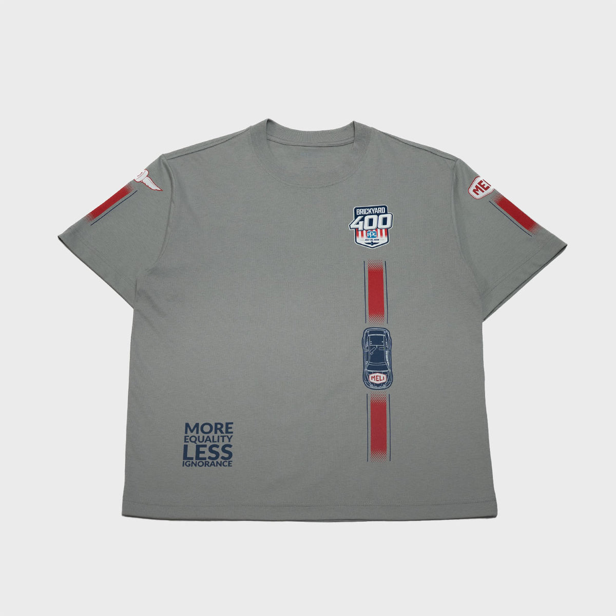 MELI x Brickyard Tee in light gray, front