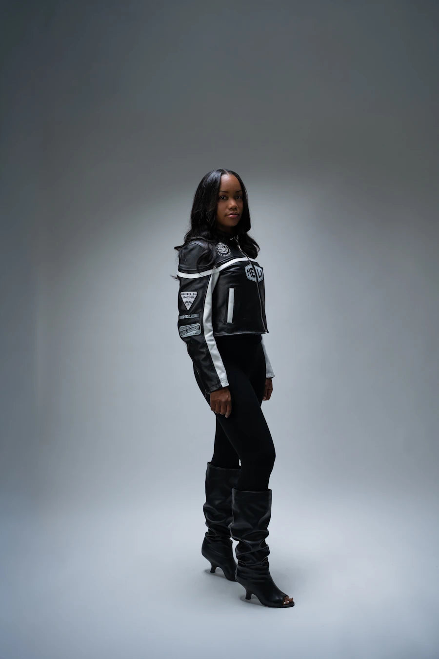 MELI CROPPED MOTO LEATHER JACKET