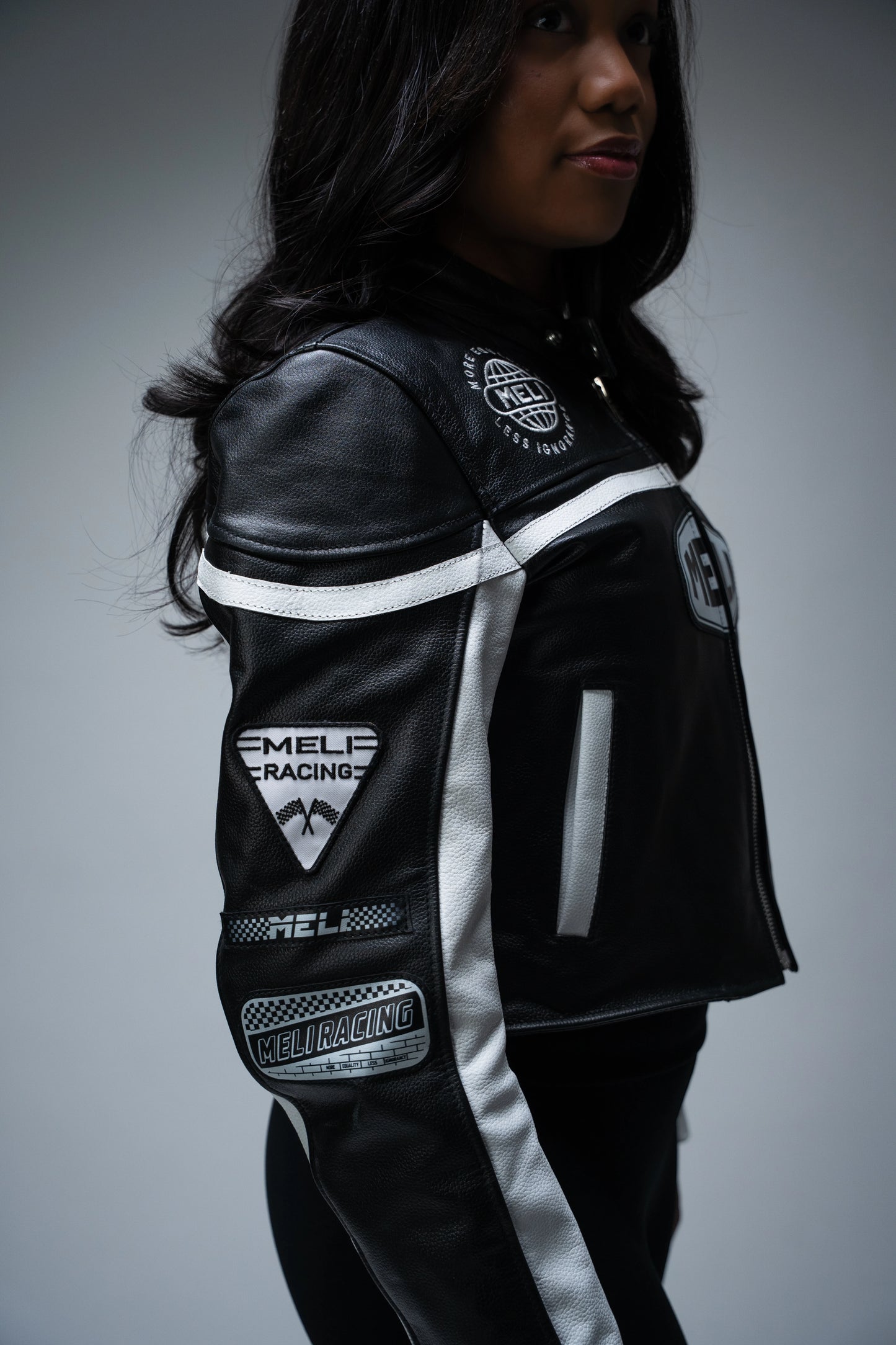 MELI CROPPED MOTO LEATHER JACKET