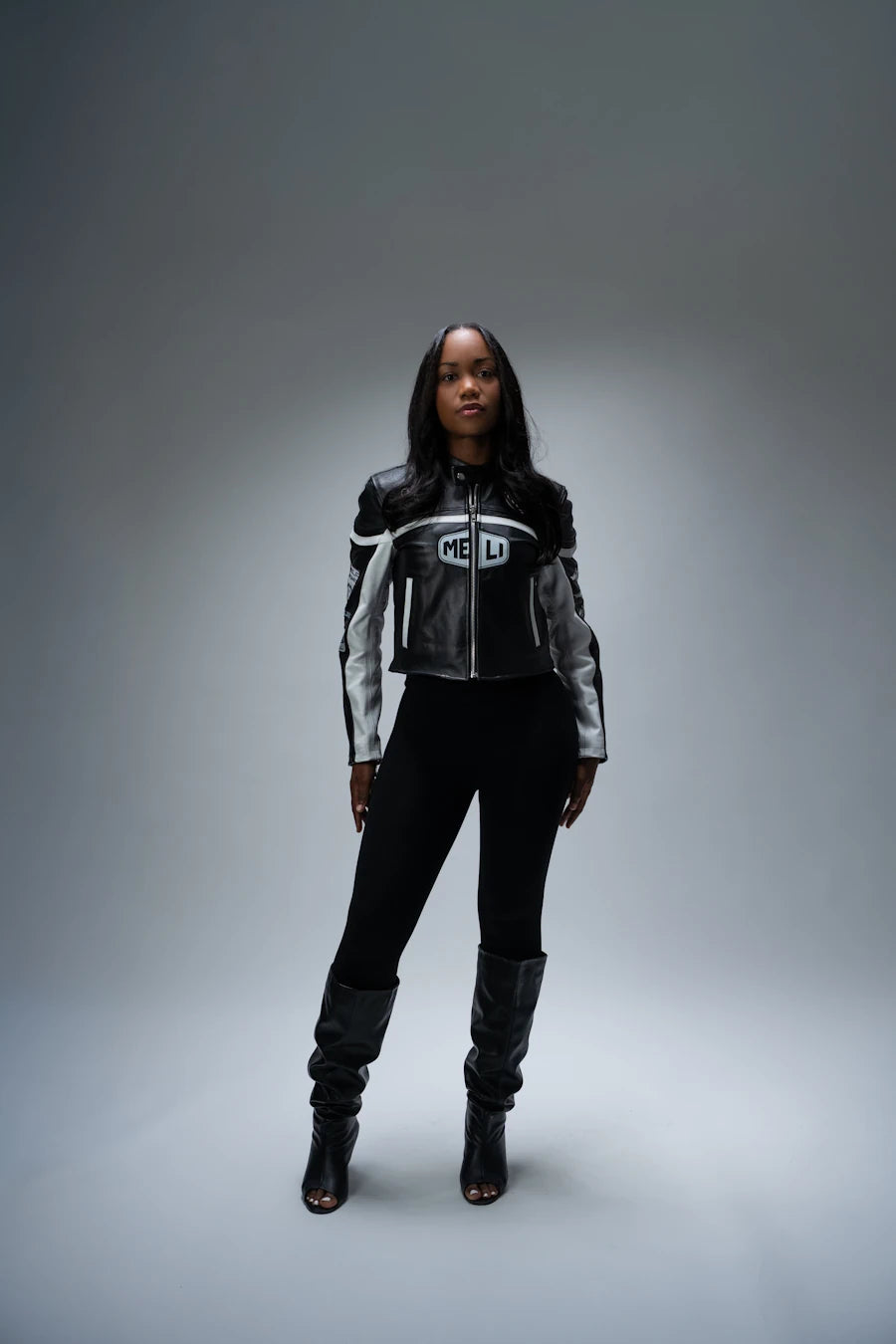 MELI CROPPED MOTO LEATHER JACKET
