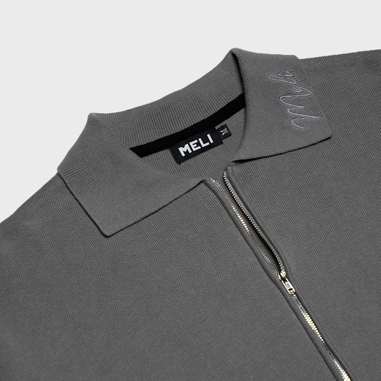 MELI ZIP POLO — Charcoal Gray