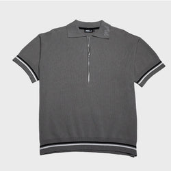 MELI ZIP POLO — Charcoal Gray