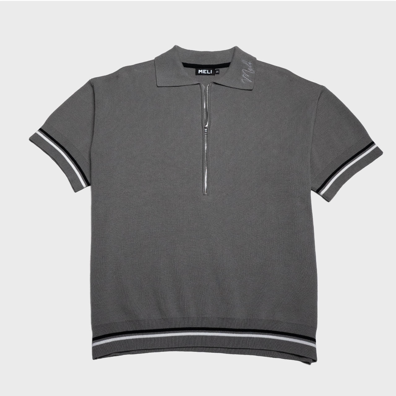 MELI ZIP POLO — Charcoal Gray