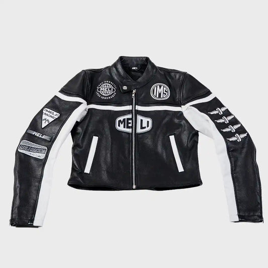MELI CROPPED MOTO LEATHER JACKET