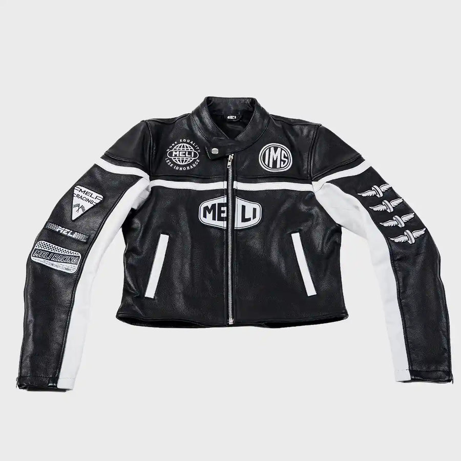 MELI CROPPED MOTO LEATHER JACKET