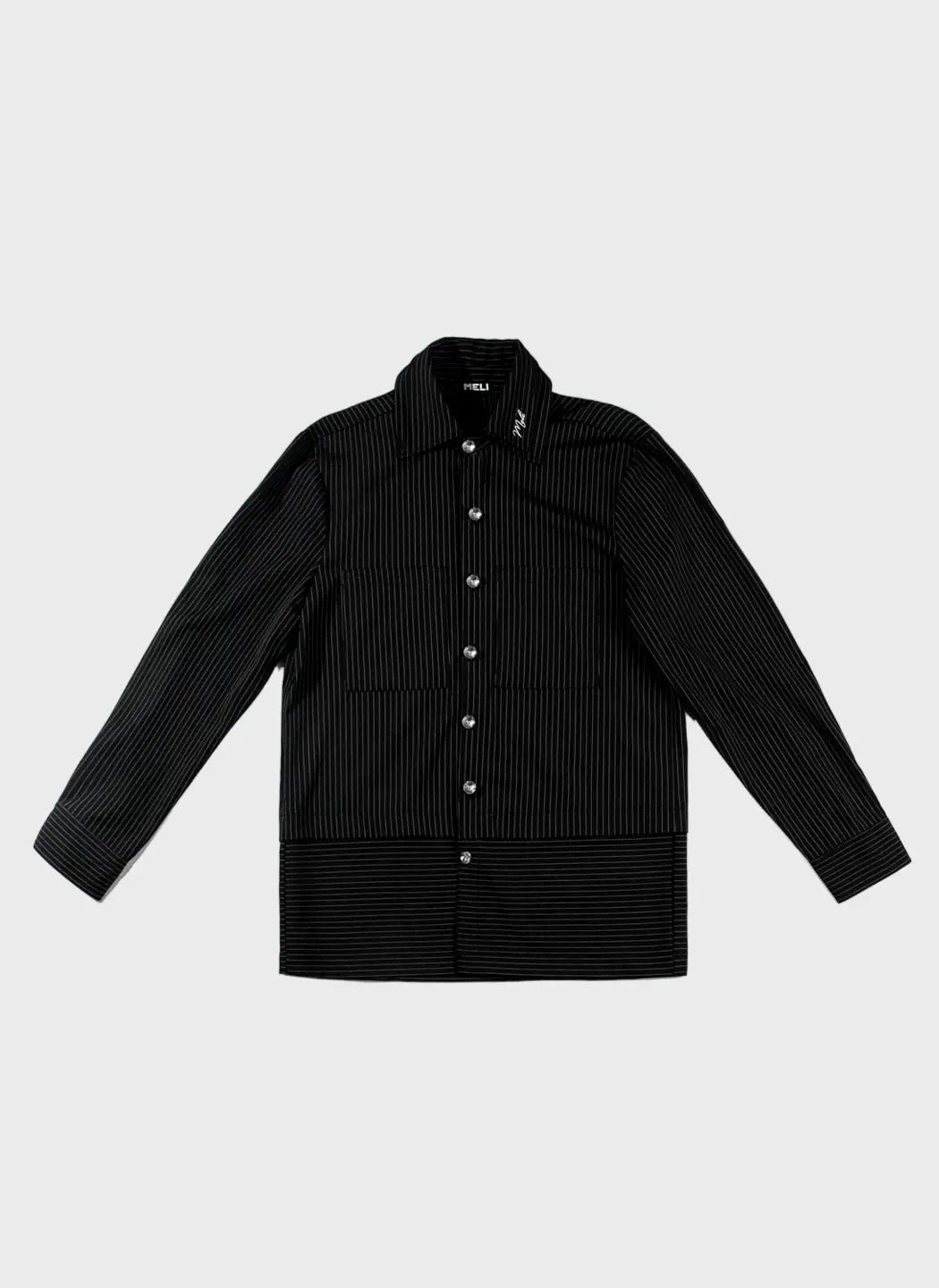 PINSTRIPE LONG SLEEVE BUTTON-UP