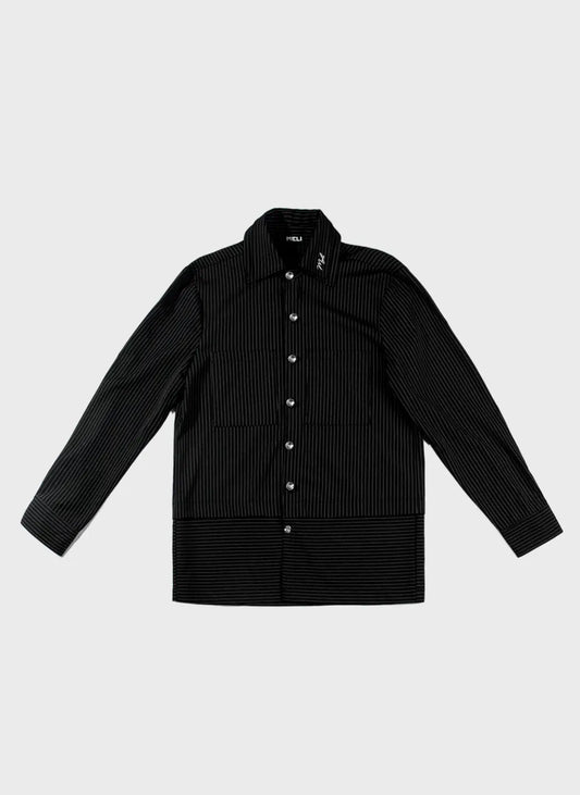 PINSTRIPE LONG SLEEVE BUTTON-UP