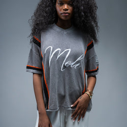 MELI MESH JERSEY — GRAY — Female model