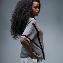 MELI MESH JERSEY — GRAY — Female model