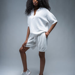 MELI KNIT SHORT — WHITE — Female model