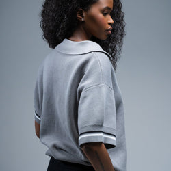 MELI ZIP POLO — Charcoal Gray — Female model
