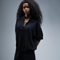 MELI KNIT SHORT — BLACK — Female model