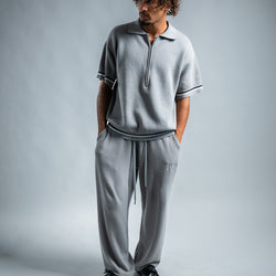 MELI ZIP POLO — Charcoal Gray — Male model