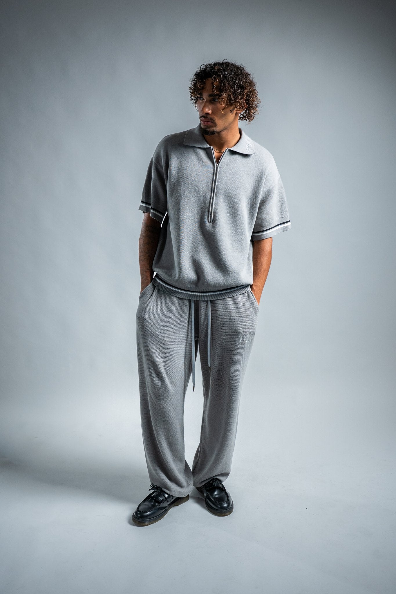MELI ZIP POLO — Charcoal Gray — Male model