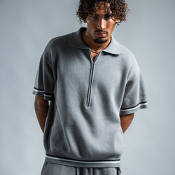 MELI ZIP POLO — Charcoal Gray — Male model