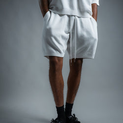 MELI KNIT SHORT — WHITE — Male model