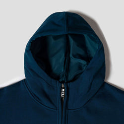 MELI Global Sweatsuit 3.0 in Atlantic, structured satin lined hood