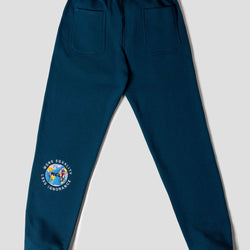 MELI Global Sweatsuit 3.0 in Atlantic, sweatpant back with double back pockets and Global map logo at the rear leg