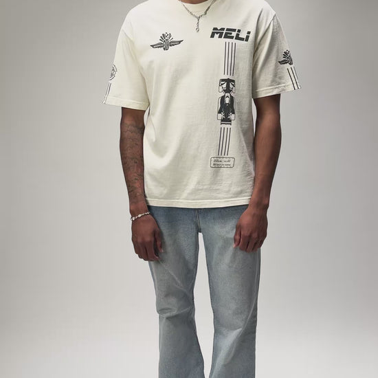 The MELI Circuit tee, worn and moving
