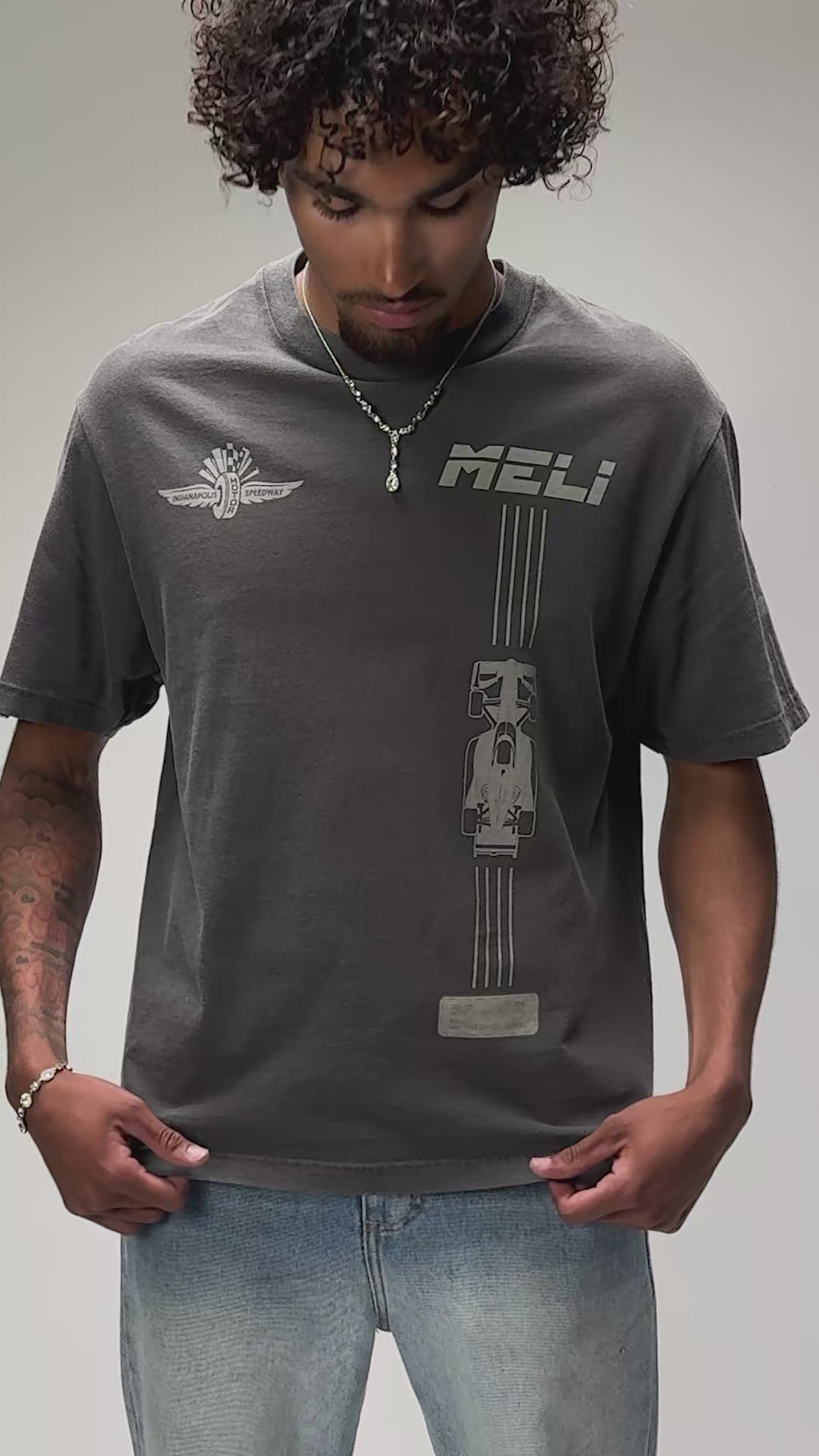 The MELI Circuit tee, worn and moving
