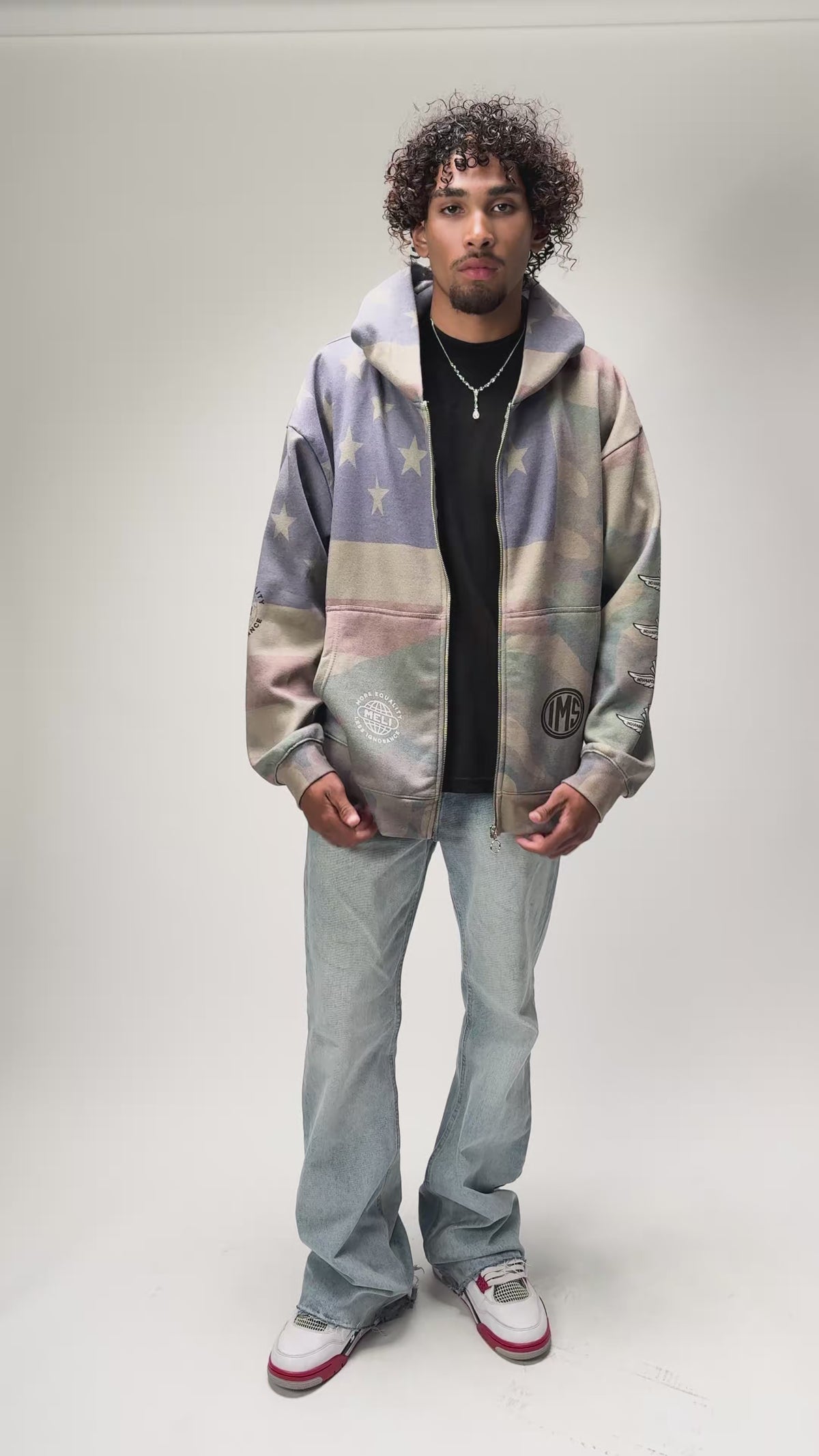 The MELI Homeland hoodie, worn and moving