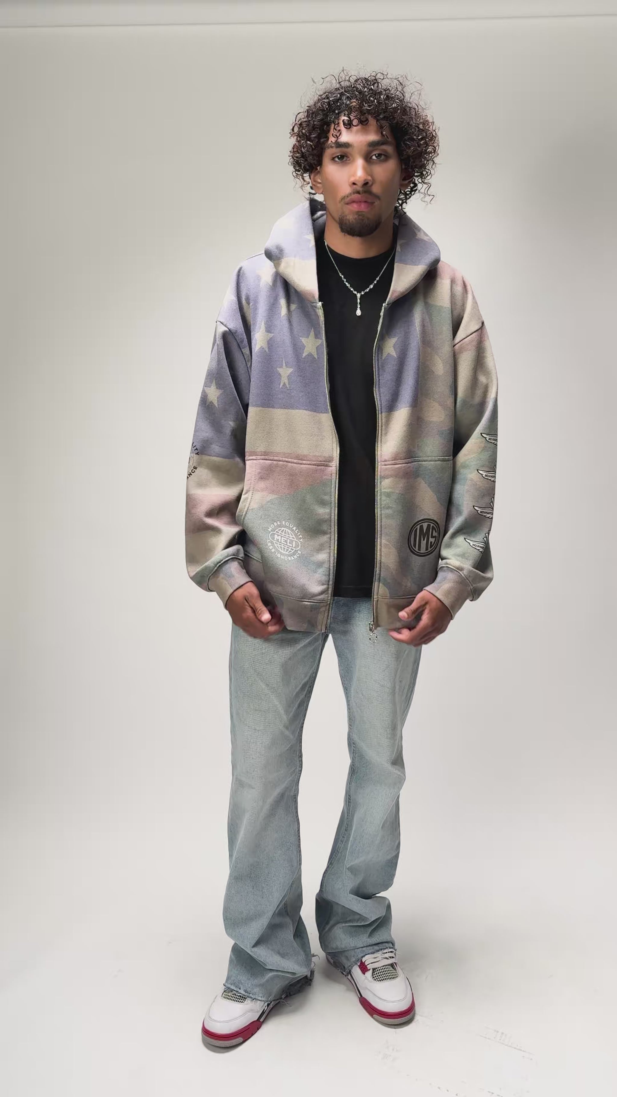 The MELI Homeland hoodie, worn and moving