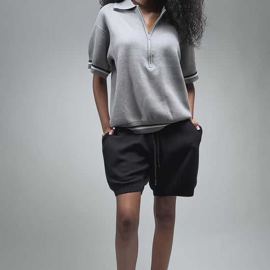MELI ZIP POLO — Womans_GreyPolo