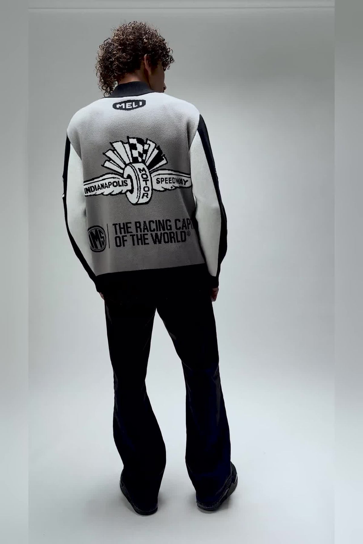 The MELI x IMS knit bomber, worn and moving