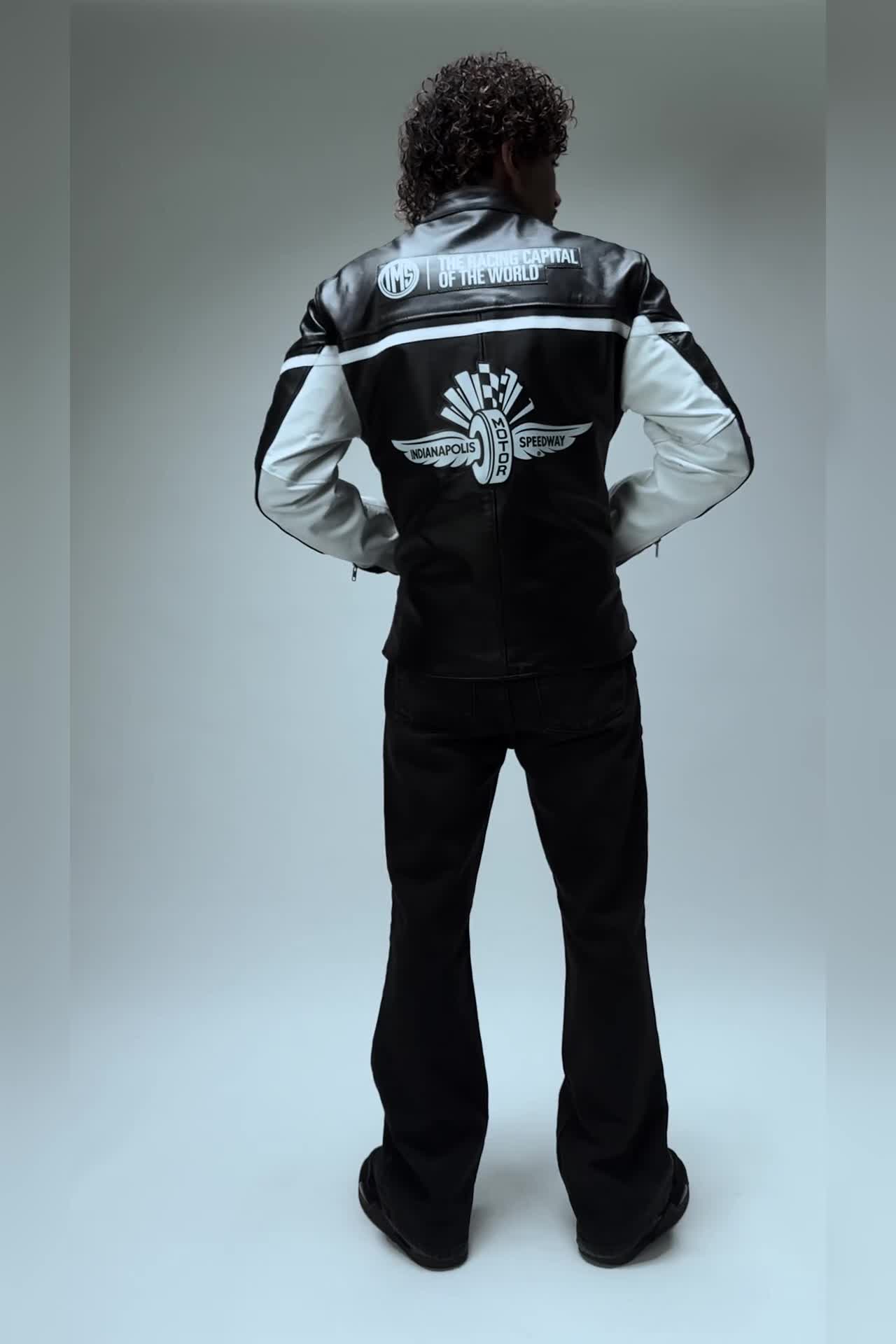 The MELI moto leather jacket, worn and moving