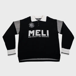 MELI Long Sleeve Rugby Polo in black, front
