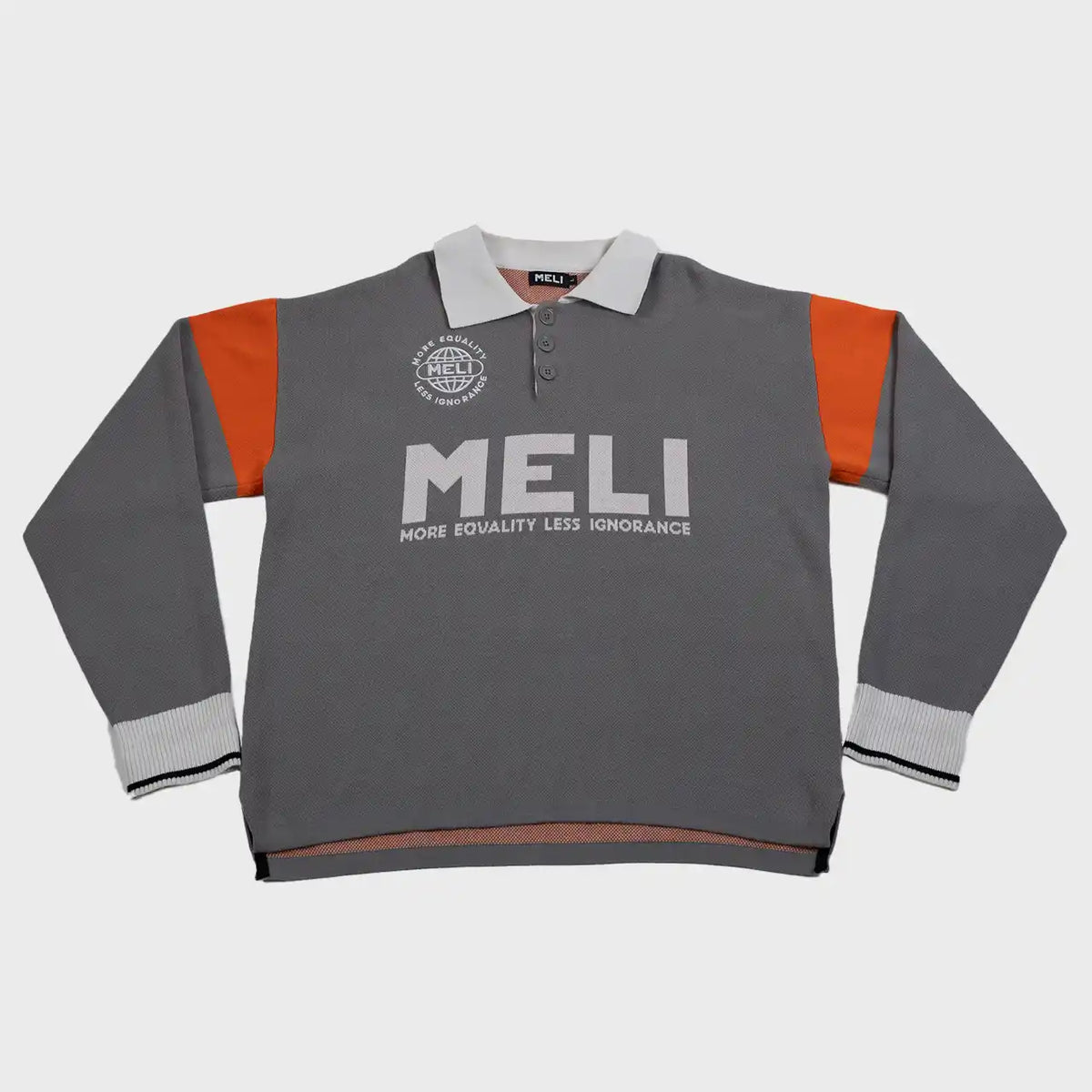 MELI Long Sleeve Rugby Polo in gray, front