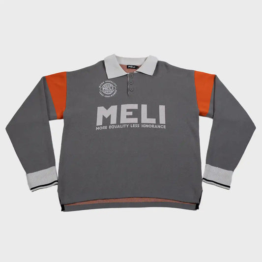 MELI Long Sleeve Rugby Polo in gray, front