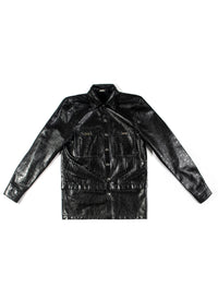 MELI STARGAZE LEATHER LONG SLEEVE BUTTON-UP