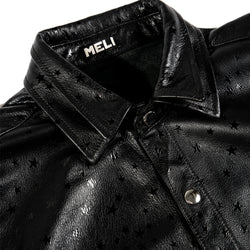MELI STARGAZE LEATHER LONG SLEEVE BUTTON-UP