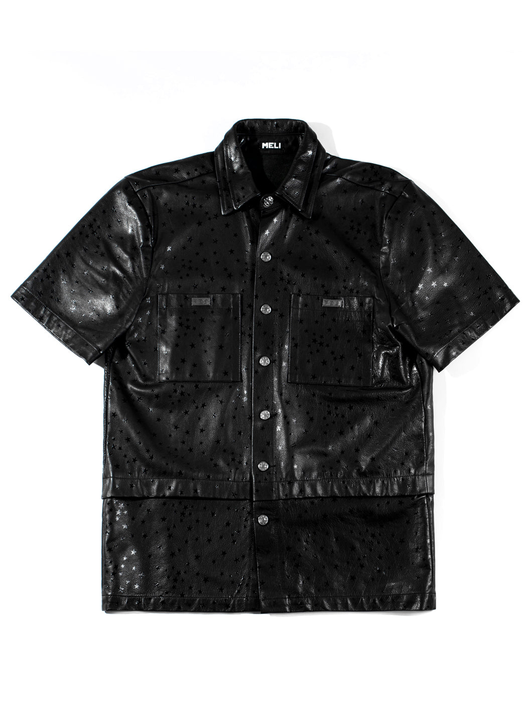 MELI STARGAZE LEATHER BUTTON-UP