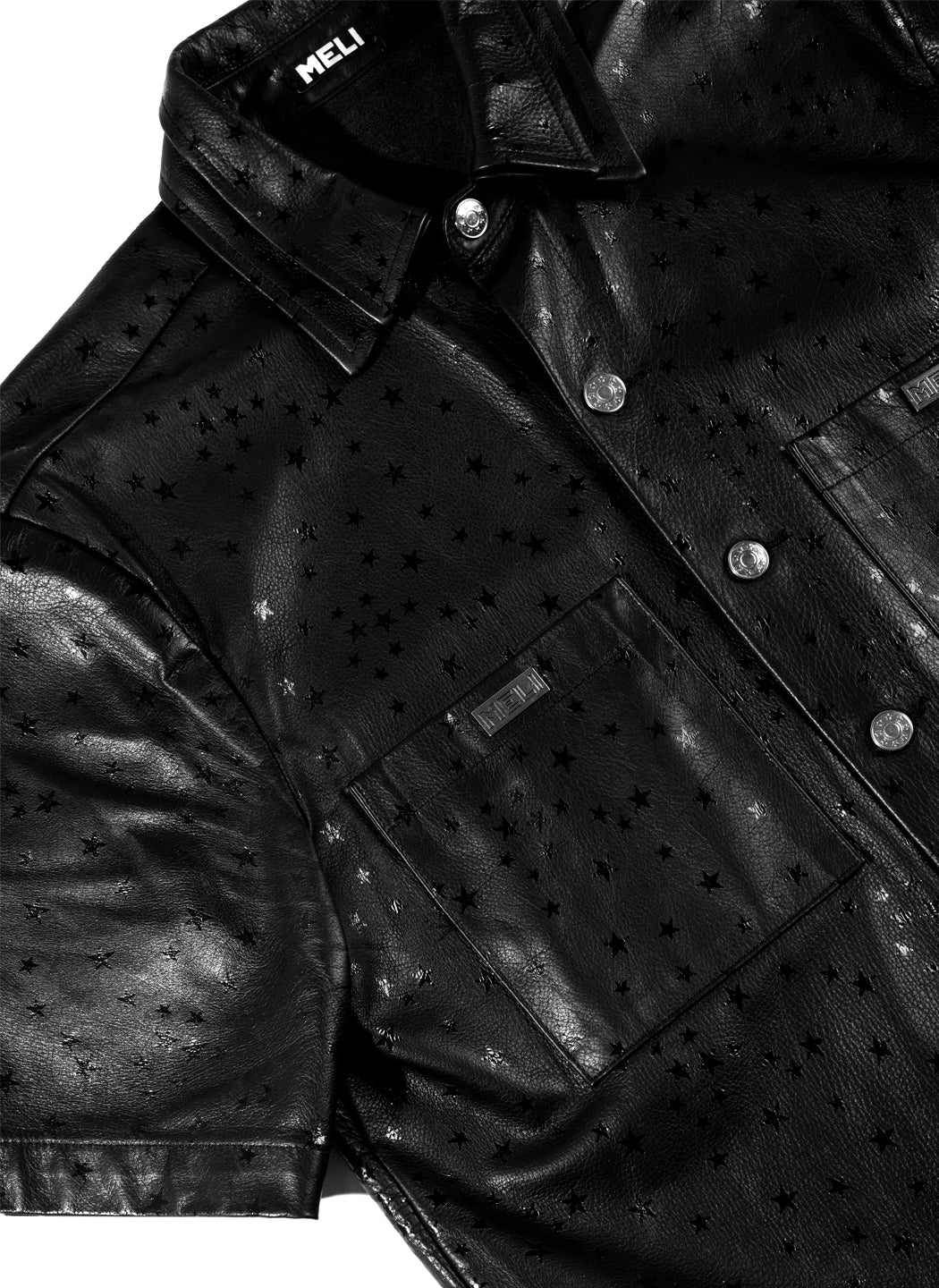 MELI STARGAZE LEATHER BUTTON-UP